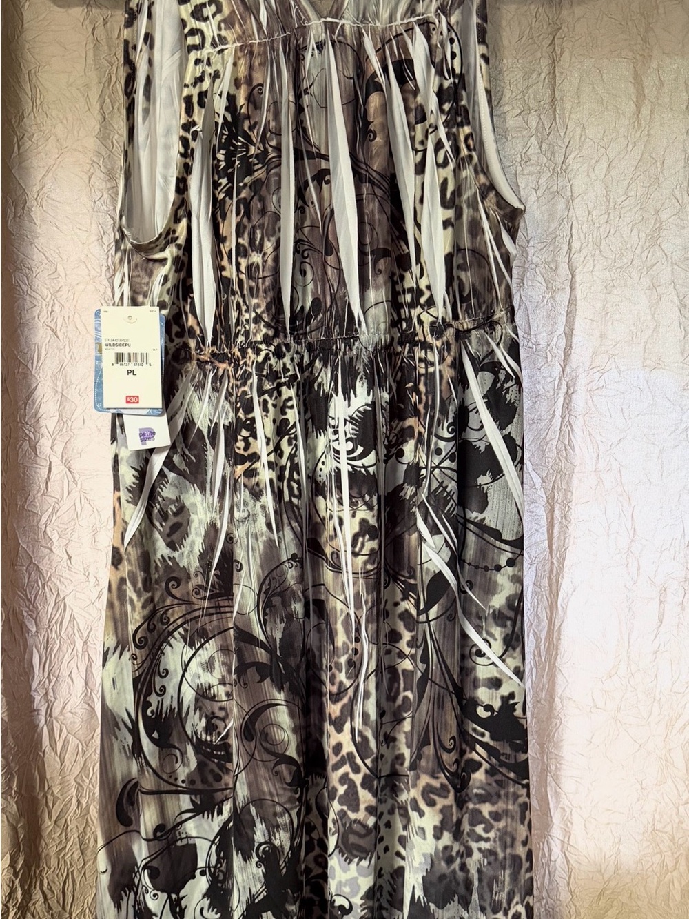 Unity World Wear Sleeveless Maxi Dress in Taupe, White & Black